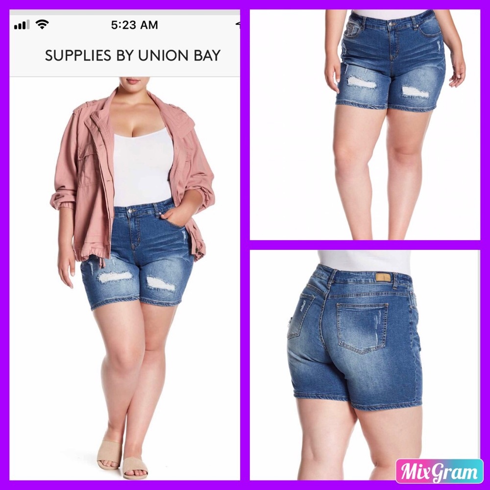 👖MAMI DISTRESSED DENIM JEANS SHORTS IN 14W,16W&18